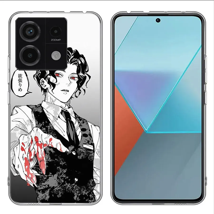 Demon Slayer Kibutsuji Muzan Clear Phone Case For Xiaomi Redmi Note 11 11S 11T 11E 10 10S 9 9S 9T 8 8T Pro 7 K70 K60 K20 TPU Pat