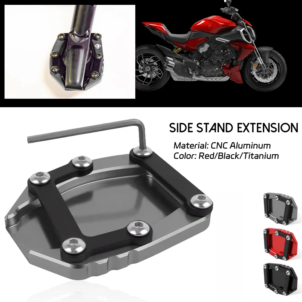 

For Ducati DIAVEL V4 Diavel V4 1200 2023-2024 Motorcycle Accessories Foot Kickstand Side Stand Enlarge Extension Plate Aluminum