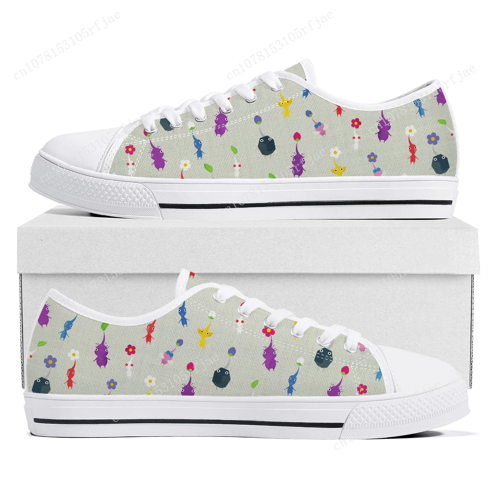 

Pikmin Low Top Sneakers Hot Cartoon Game Womens Mens Teenager High Quality Fashion Canvas Sneaker Couple Custom Built Shoes