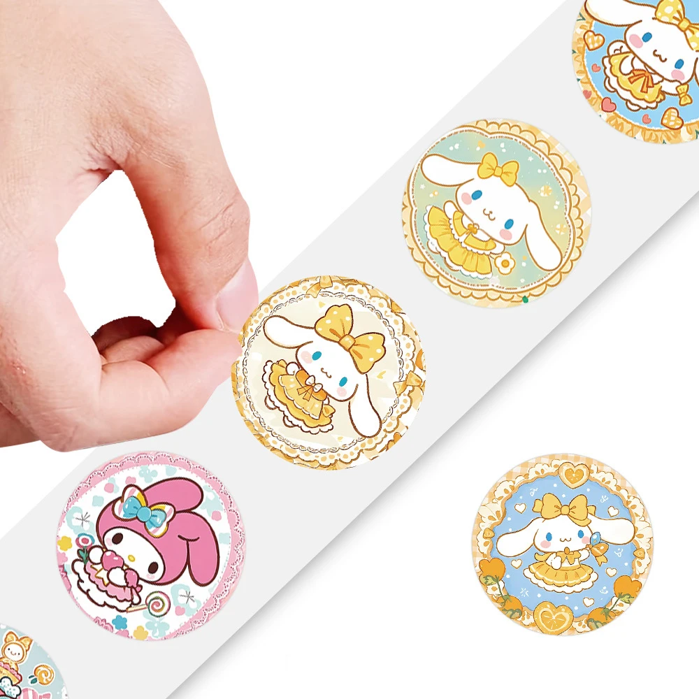 500 pz/rotolo Simpatico Cartone Animato Cinnamoroll Sanrio Adesivi Kawaii My Melody Adesivo Laptop Telefono Cancelleria Divertente Etichetta di Tenuta Decalcomanie