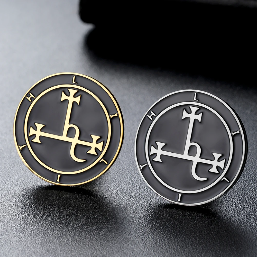 Dawapara Seal of Lilith Enamel Women Brooch Pins Mythology Goddess Protection Amulet Wicca Jewelry Stainless Steel Accessory
