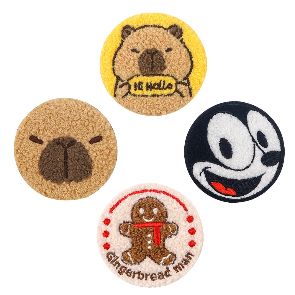 Cartoon Capybara Towel Embroidery Lapel Badges for Clothes Bags Backpacks Button Pins Tinplate Brooch Briefcase Accessories Gift