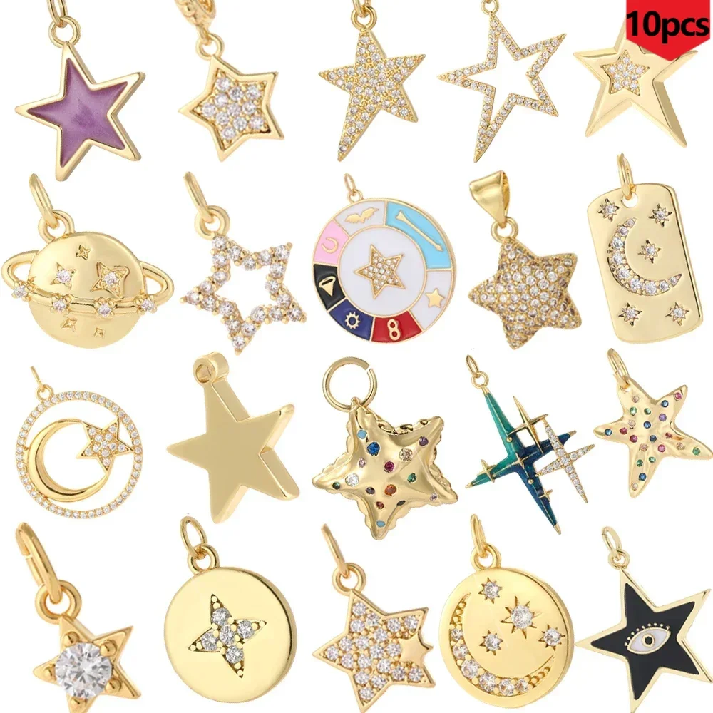 10 шт., милые звезды и луны, очаровательные ювелирные изделия, кулон в стиле бохо, подвеска из смолы, серьги «сделай сам», ожерелье, браслет, амулет, оптовая продажа