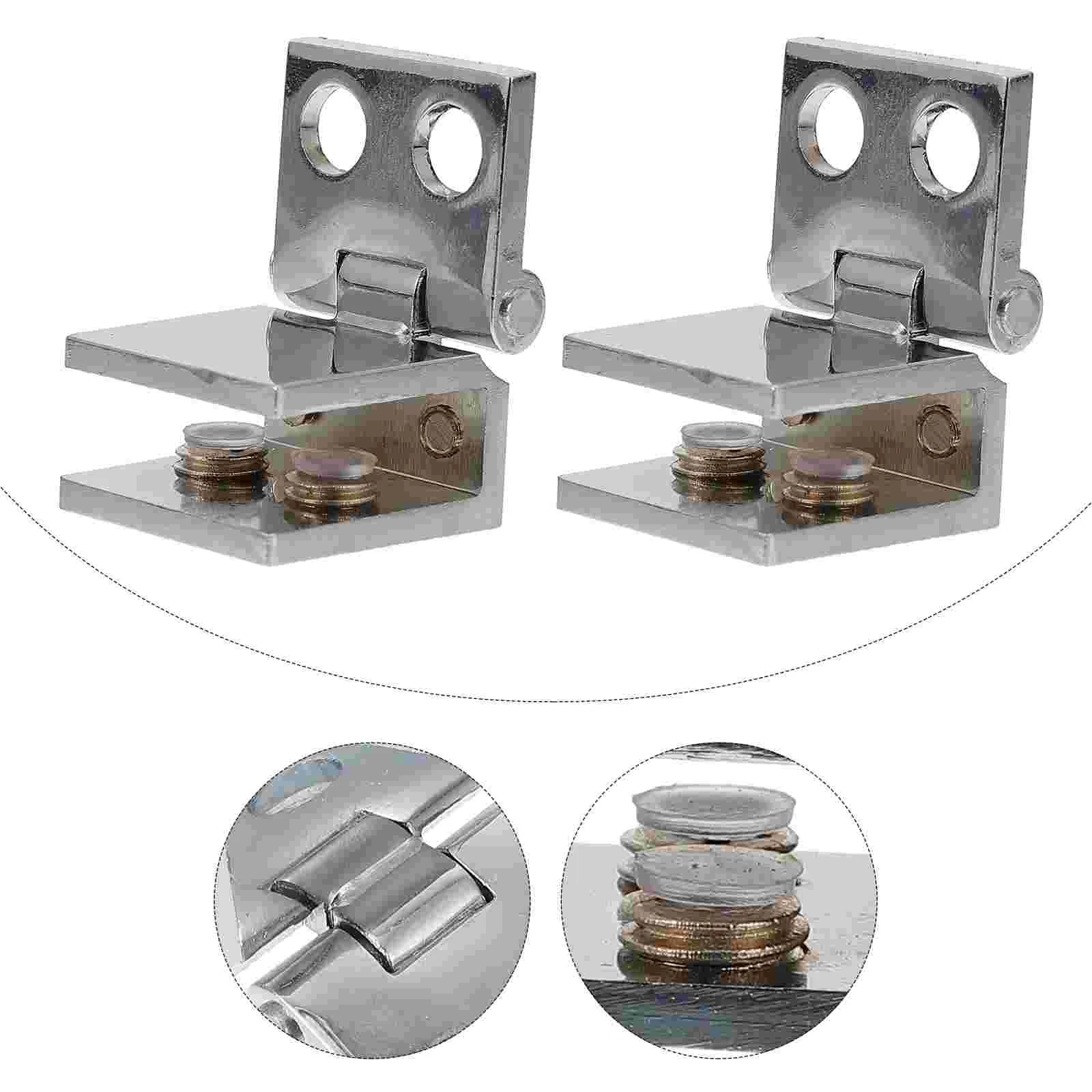 

2 Pcs Glass Door Hinge Clamp Shower Frameless Cabinet Clip Zinc Alloy Display Accessories Doors