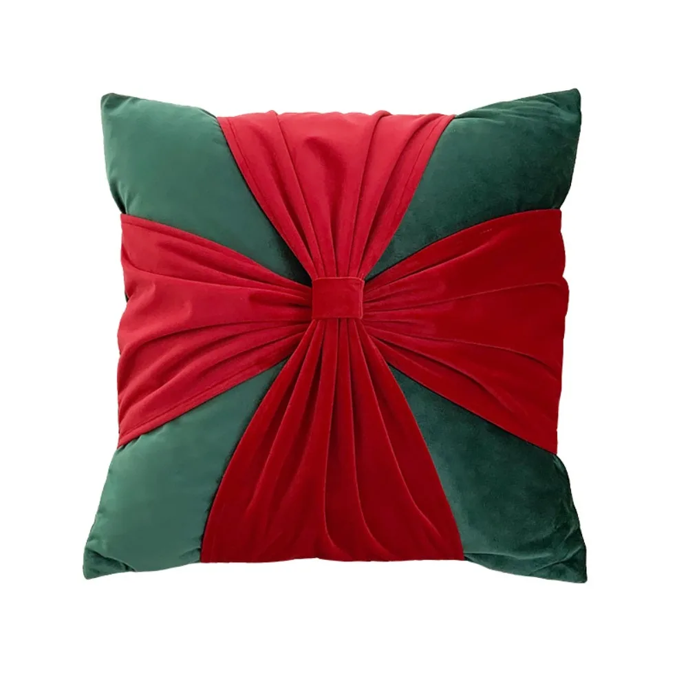 

Creative Square Christmas Cushion Cover Cute Simple Bow Pillow Covers Comfortable Soft Sofa Pillowcases Living Room Decoration