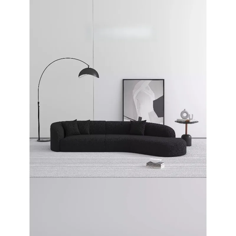 Italian minimalist curved sofa living room small apartment modern simple sitting area reception