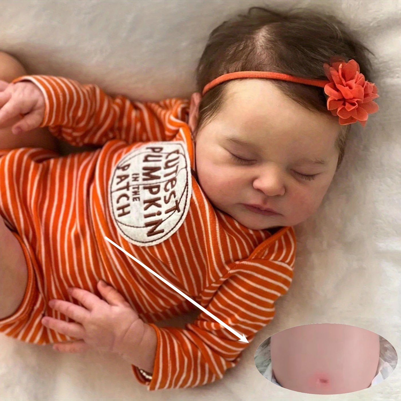 BZDOLL 50cm Lebensechte 20-Zoll Ganzkörper-Puppe aus Weichvinyl, schlafendes Reborn-Kunstbaby-Spielzeug mit 3D-Haut und sichtbaren Adern als Geschenk für Kinder