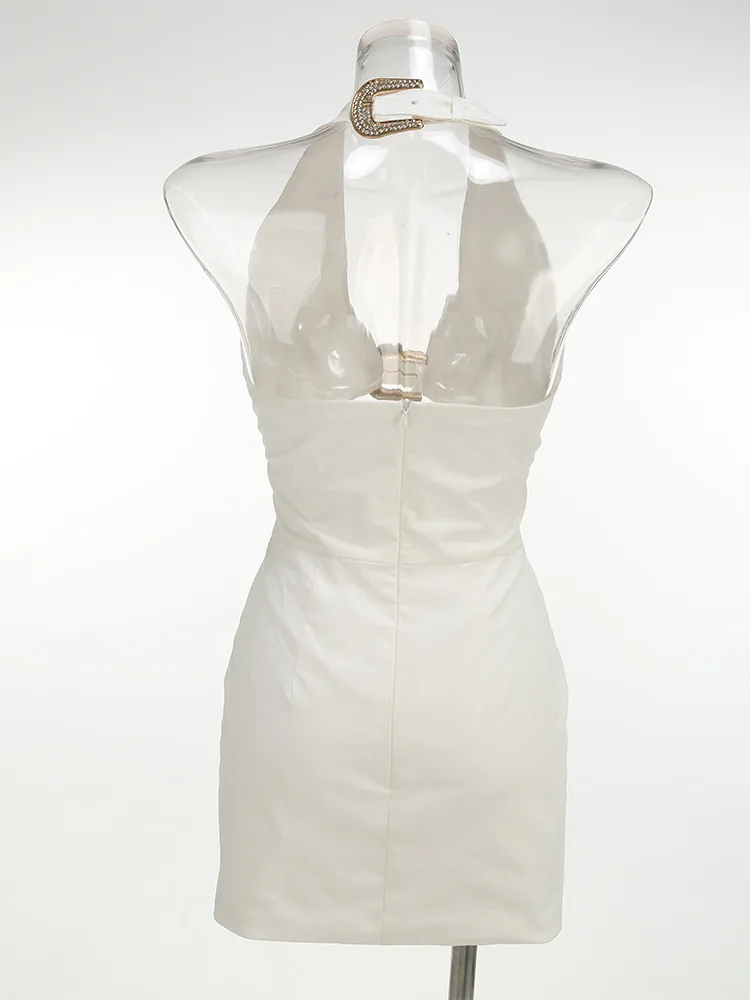 セクシーなホルターパーティードレス女性の高級誕生日衣装 2025 秋背中の開いた女性のドレスエレガントでシックなボディコンウエディングドレス