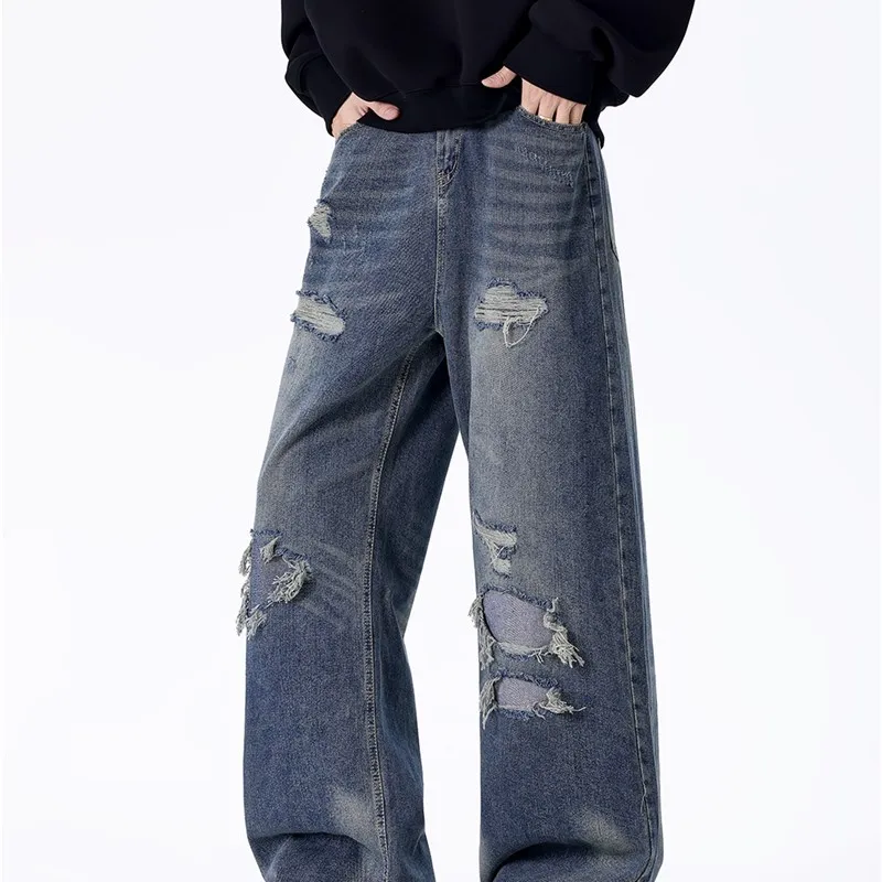 

Мужские свободные прямые джинсы Distred 3D Wa Street Sle American Faion, модные брендовые износостойкие осенние повседневные джинсы