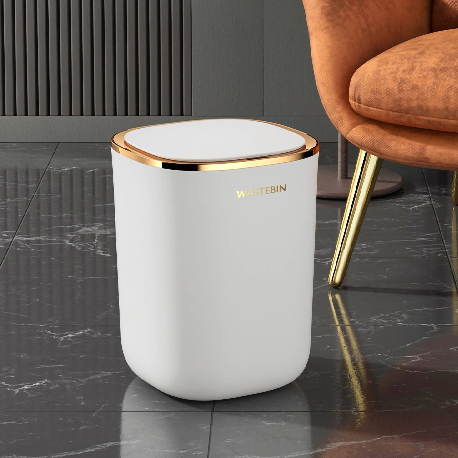 

Bathroom Smart Sensor Trash Can Luxury Garbage Bucket with Lid Automatic Trash Bin for Kitchen Bedroom Toilet Wastebasket Home