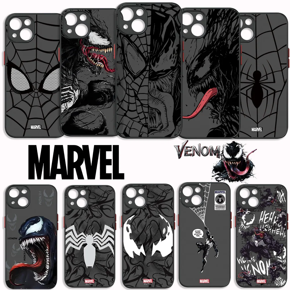 Super Heroe Marvels Venom Spider-Man Phone Case For Xiaomi Redmi Note 13 12 11 10 10C 10X 9 9A 9T 9C 8 7 Pro Plus 5G Matte Cover