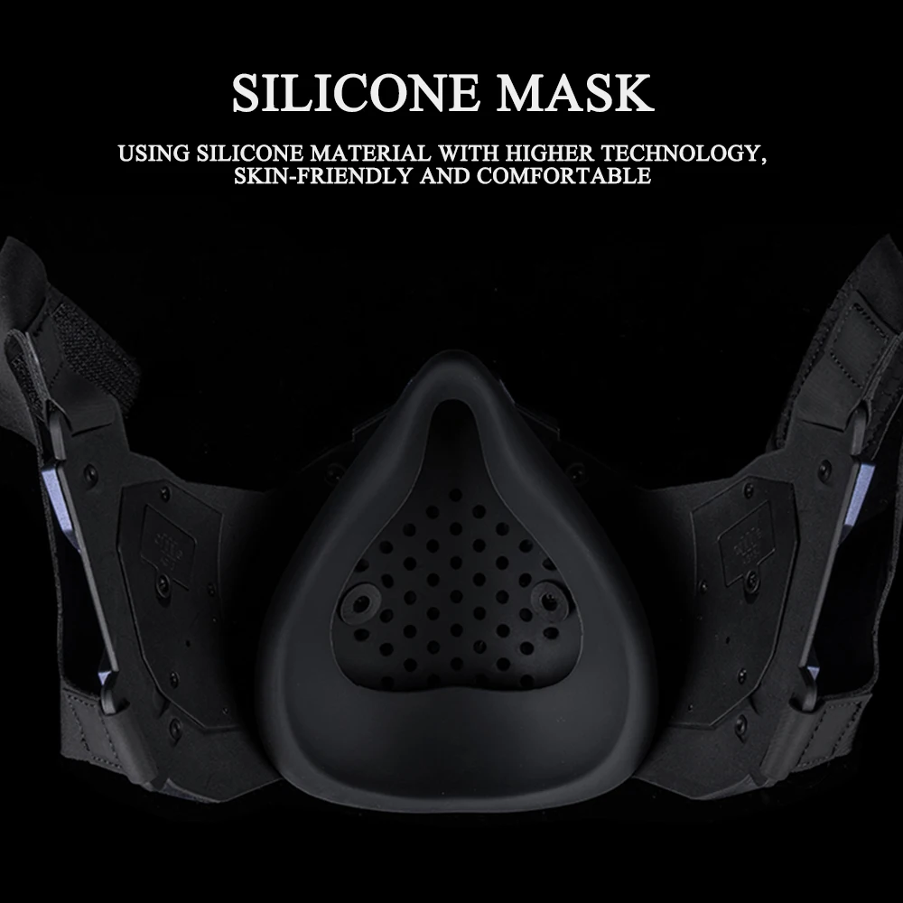 New Tactical Night Mask Full Face Protective Anti-fog Cyberpunk Commander Detachable Mask with Left Right Side Light for CS Game