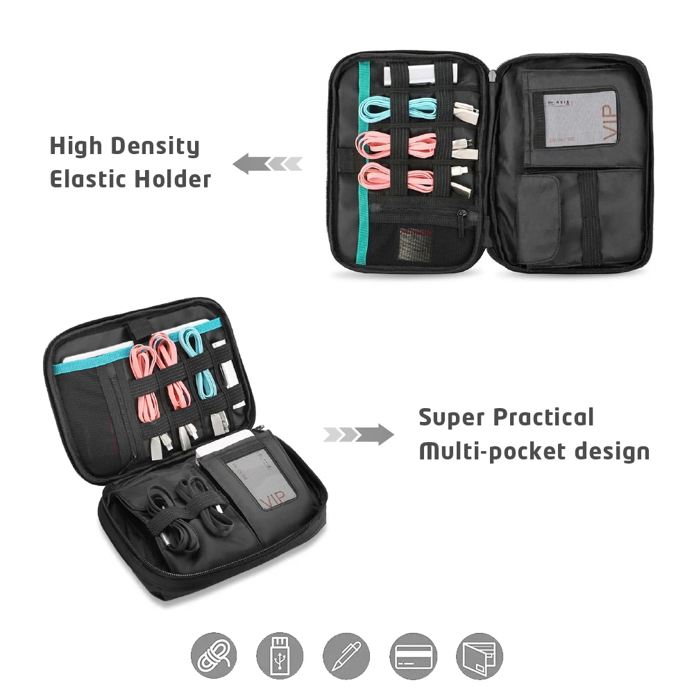 Travel Cable Organizer Bag, Electronics Accessories Case, Portable Storage Pouch for Charger,USB Cables, Power Adapter, SD Cards