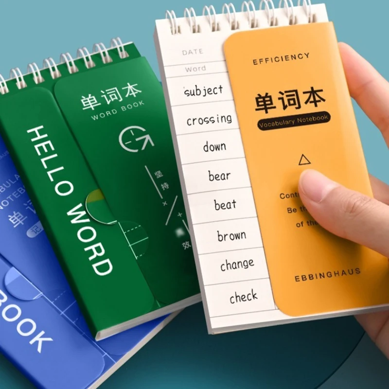 2Pcs Portable Word Book Memory Tools Spiral Notebook Languages Learning Word Check Mini Notebook Student Stationery Gifts