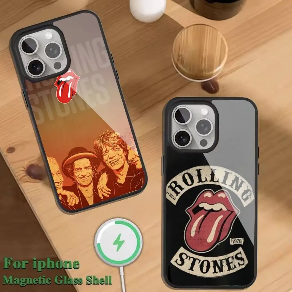 

Rock band R-Rolling S-Stones Phone Case For Magnetic Wireless Charge Cover For iphone 16 15 14 13 12 11 Pro Max Plus Coque