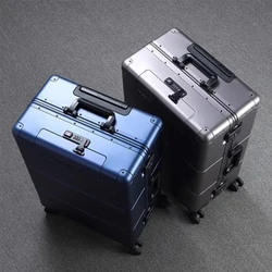 All Aluminum Agnesium Alloy Suitcase Business Trolley Case Portable Front Opening 20 Inch 24