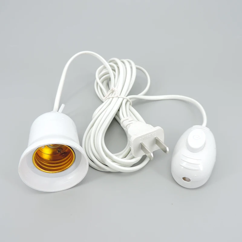 E27 Lamp Base with 4M Power Cord Independent Push Button Switch US Plug E27 Lamp Holder 220V Screw Socket for Light Bulb k5