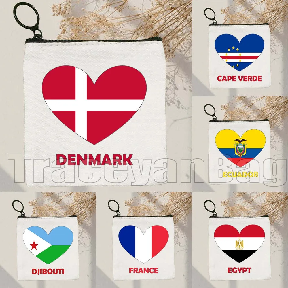 

Denmark France Greece Egypt Ecuador Mexico Romania USA UAE UK Belgium Cape Verde Heart Flag Coin Purse Key Case Bag Wallet Pouch