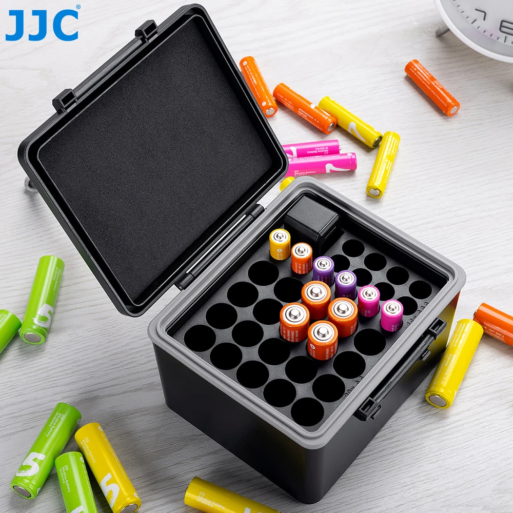 JJC AA AAA Battery Organizer Storage Case Battery Case for 18650/ AA/ AAA Batteries Waterproof Shockproof 18650 Case Storage Box