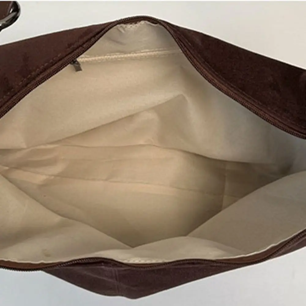 Creative Zipper Suede Matte Hobo Bag Handbag Solid Color Vintage Crossbody Bag Korean Style Large Capacity Female Tote Bag Girls