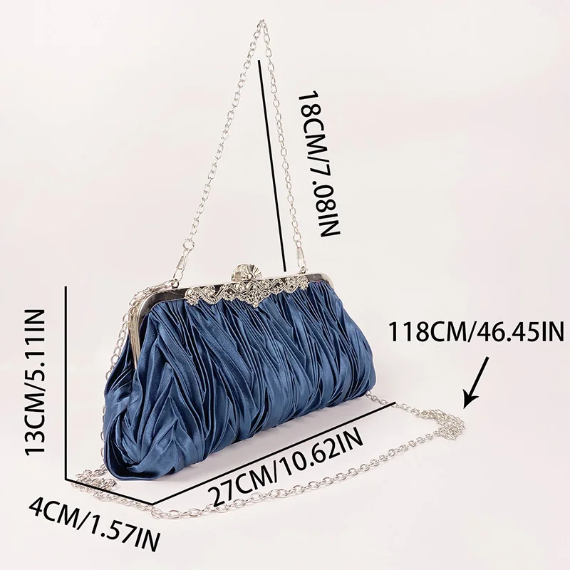 New pleated dinner bag, celebrity banquet clutch, one shoulder cross-body chain, high-end versatility, trendy clutch bag