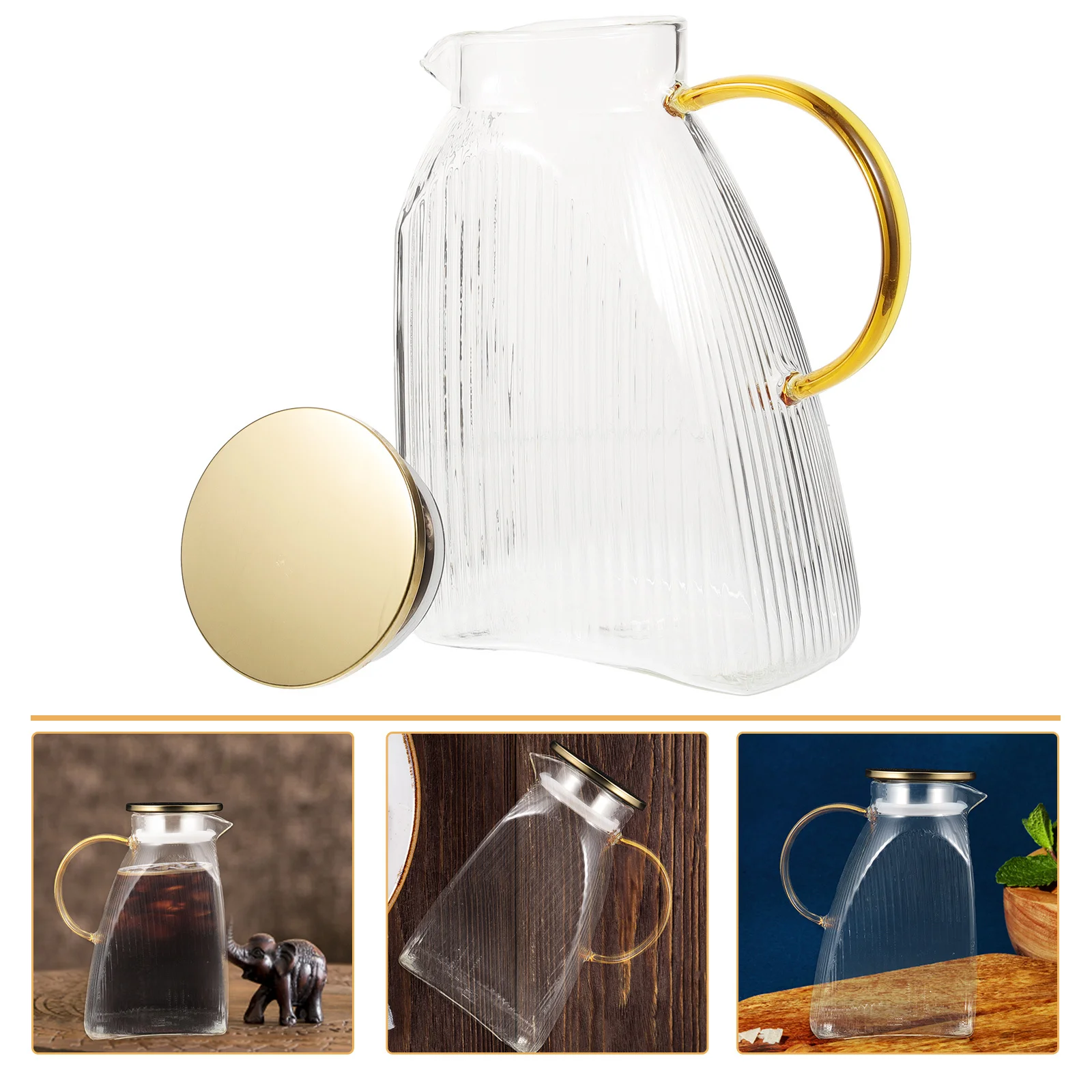 

Стеклянный кувшин для холодной воды для боковой двери холодильника, большая емкость, легко чистится и хранить, элегантный чайник для напитков