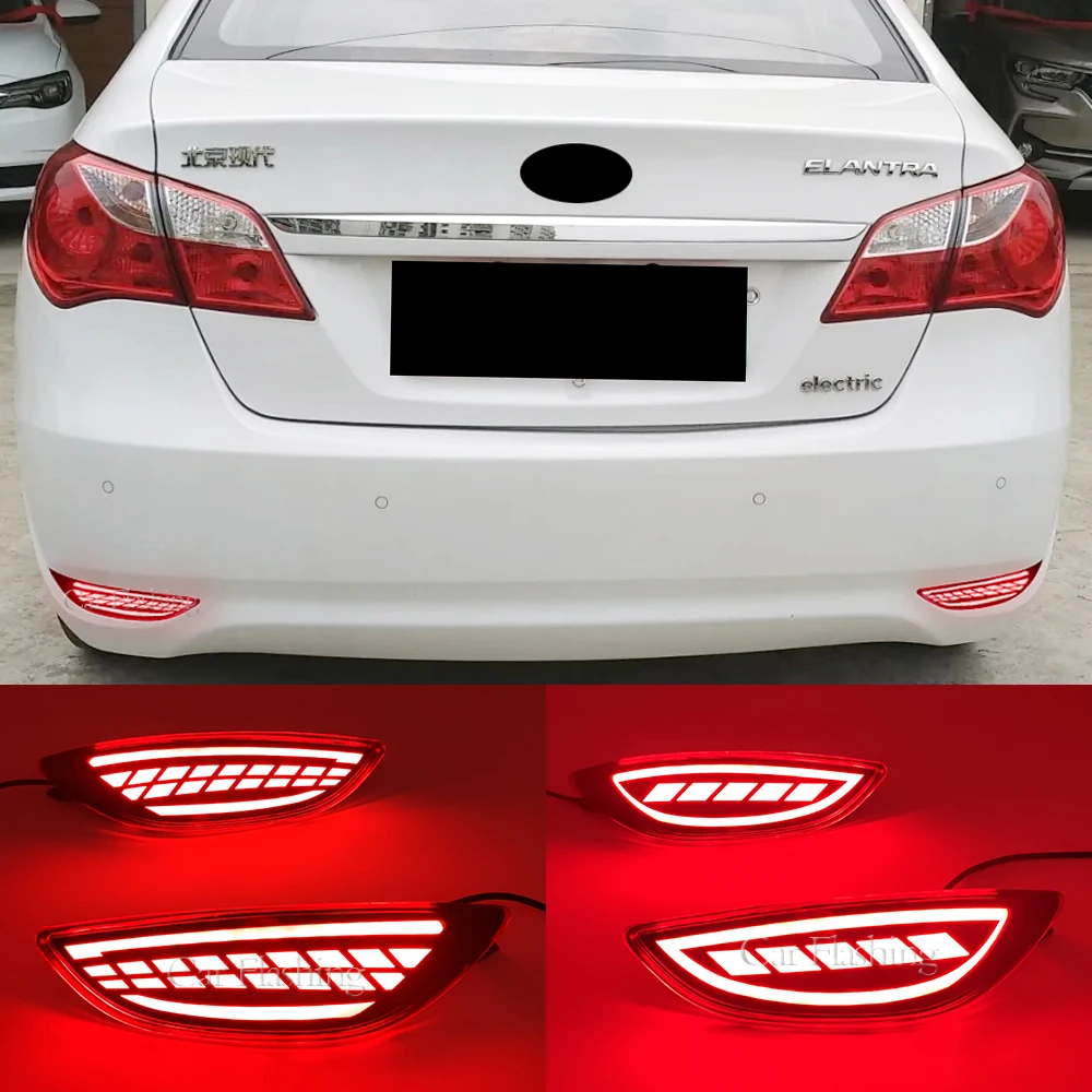 2PCS Car LED Rear Bumper Light For Hyundai Accent Verna Solaris Brio 2008-2015 Tail Reflector Brake Fog Lamp turn signal