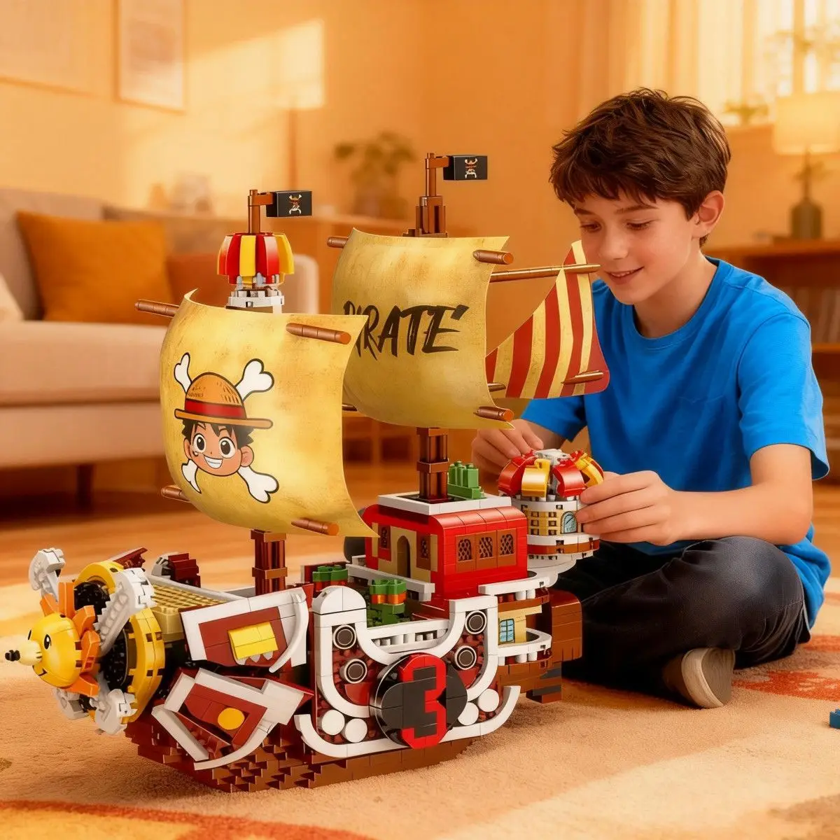 

Building Blocks Figurine One Piece Series Trendy Going Merry Pirate Ship Boys Assembly Toy Children'S Surprise Friends Kid Gift