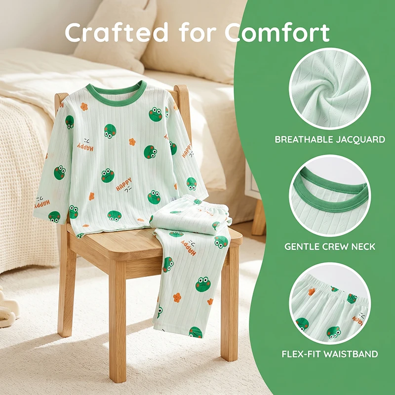 Kinder Jungen Langarm-Pyjama-Set A-Klasse Weiche Baumwolle Homewear Frühling Kinderschlafanzug Cartoon Täglicher Hausanzug