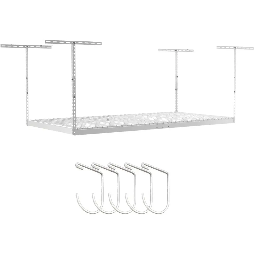 

4 t x 8 t OverStorage Rack Adjustable 24 in - 45in Height (White) With Accory Pack With 5-Piece Hook Accory Pack