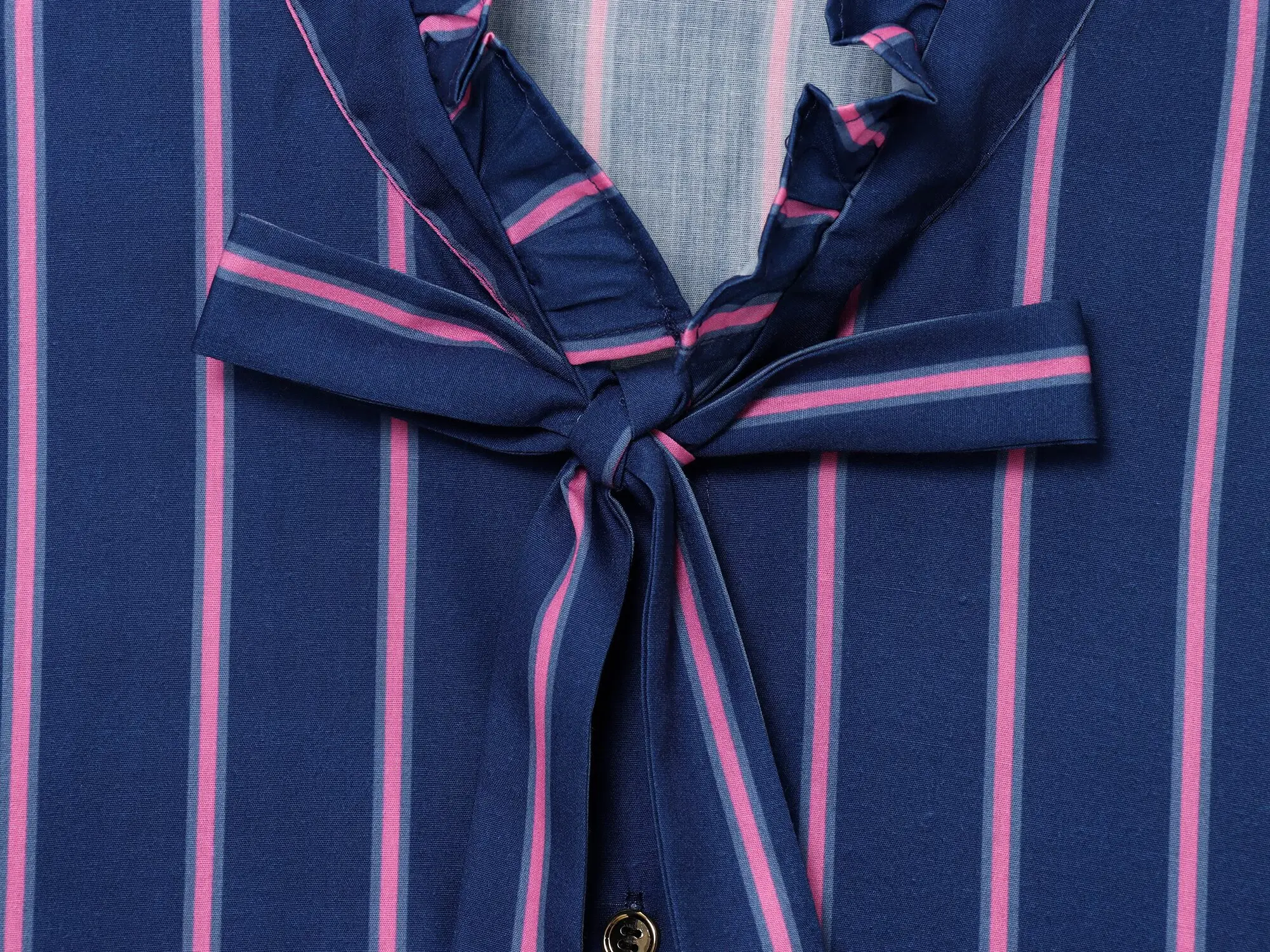 KONDALA شيك موضة 2025 قميص نسائي ربيعي مخطط بفيونكة قميص غير رسمي واحد الصدر بأكمام طويلة ملابس علوية فضفاضة عتيقة #5