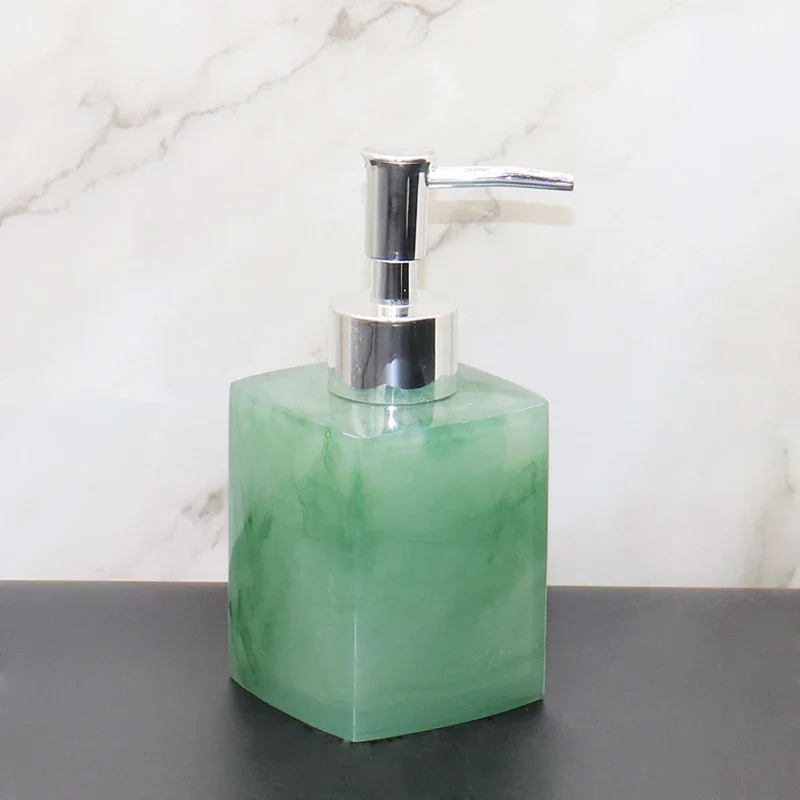 Green Resin Bathroom Set Lotion Bottle Toothbrush Holder Cotton Swab Box Mouthwash Cup Soap Dish Aromatherapy Bottle Tissue Box