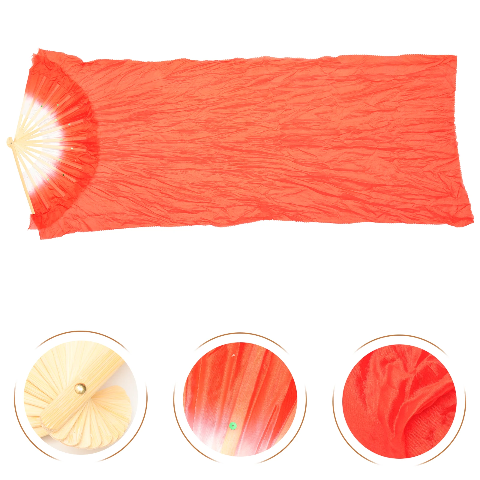 Dance Fan Long Fold Dancing Silk Fans Belly Fabric for Handheld