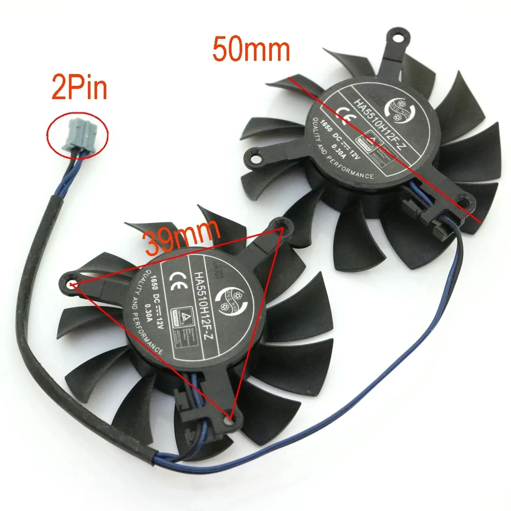 HA5510H12F-Z DC12V 0.30A 50mm 2wire 2pin For MSI GTX1650 LP OCV1 Graphics Card Cooling Fan