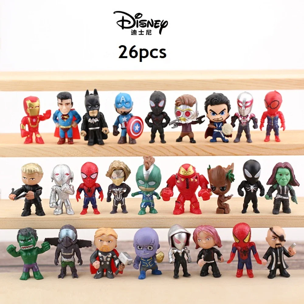 6-26Pcs/Sets Disney Anime Spider man Action Figure Kids Ornaments Toys Birthday Christmas Gifts