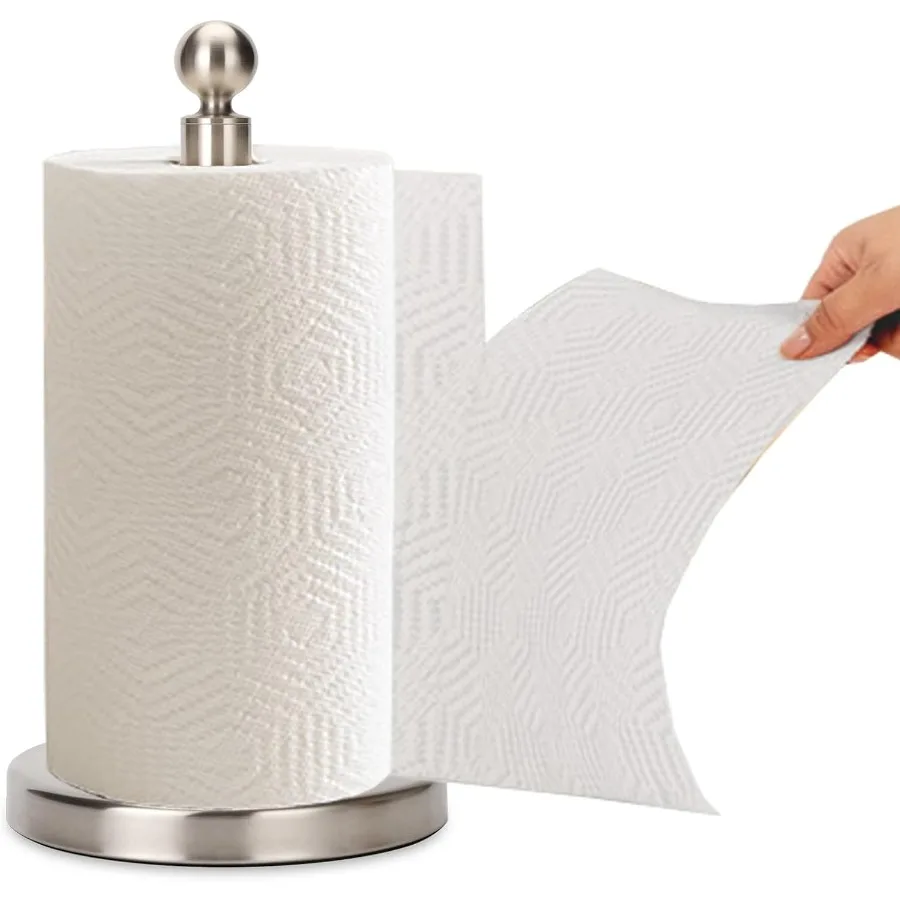 

Paper Towel Holder Countertop Standing Paper Towel Roll Holder for Kitchen Bathroom with Weighted Base for OneHanded Operation