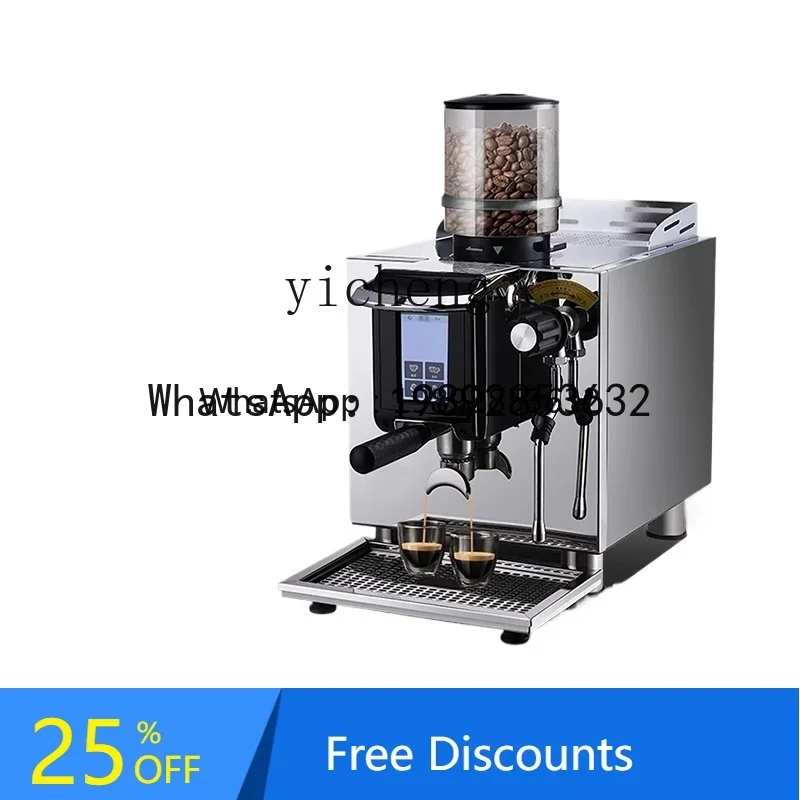 II2-27   small steel cannon semi-automatic coffee machine Italian double boiler grinding integrated household commercial coffee