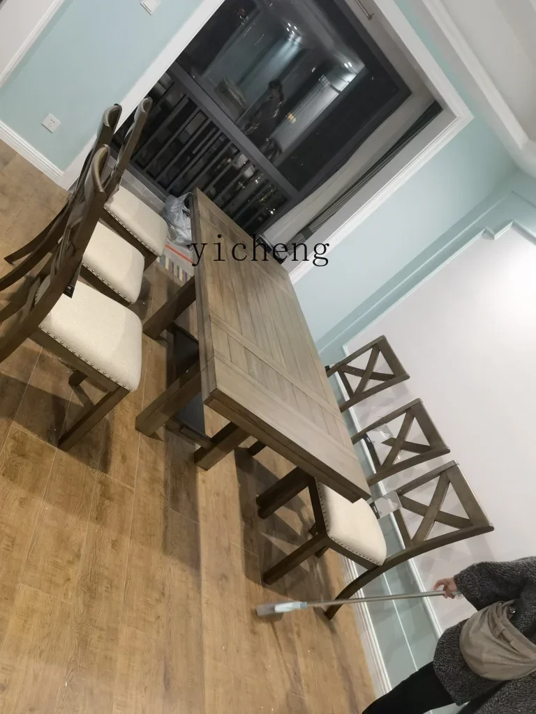 YFY  Retractable Bar Solid Wood Dining Table Dining Room Table and Chair Combination