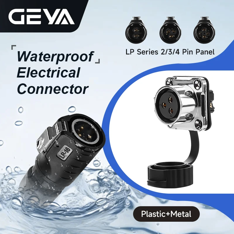 

GEYA Metal Waterproof Electrical Connector 2/3/4 Pin Soldering Wire Aviation Connectors Panel Mounting with Flange Socket IP68