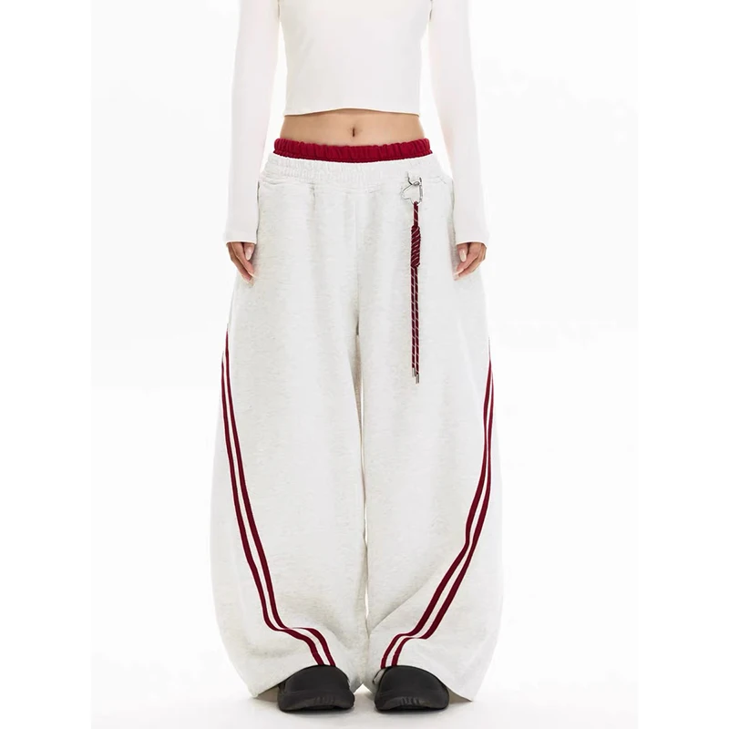 Women Stripe Baggy Y2k Sports Pants Harajuku Streetwear Gray Sweatpants Oversiz… - Image 2