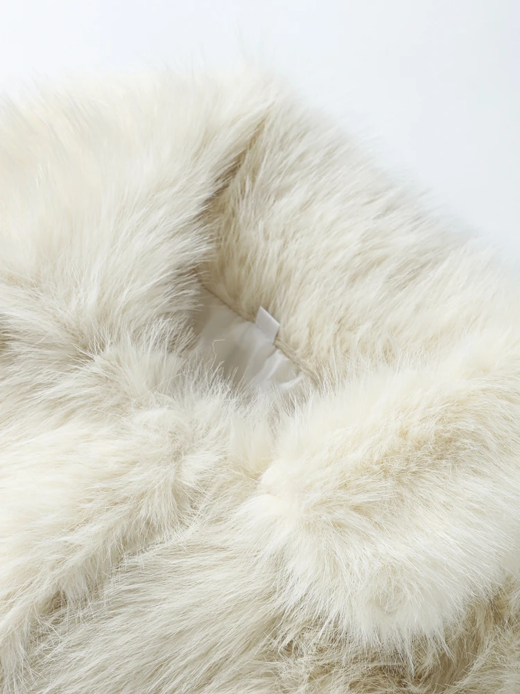 

Vintage Women's Faux Fur Coats Jacket Notched Collar Oversized Mid-Length Elegant Winter Outerwears Casual Daily Streetwear