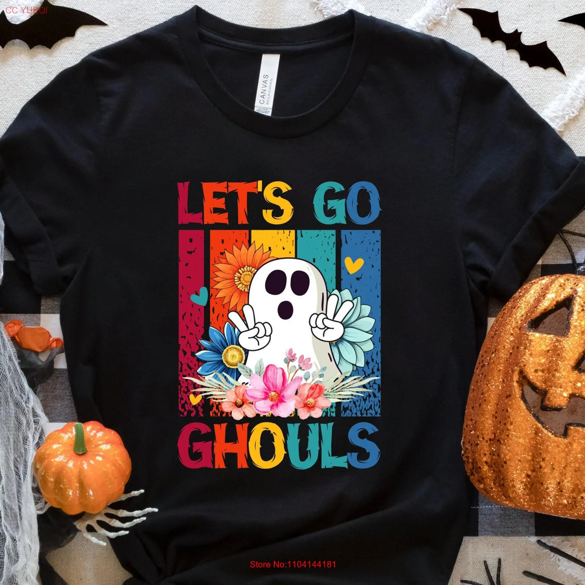 Let's Go Ghouls SweaT T Shirt Halloween Ghoul Spooky Season Ghost Vibes Cute long or short sleeves