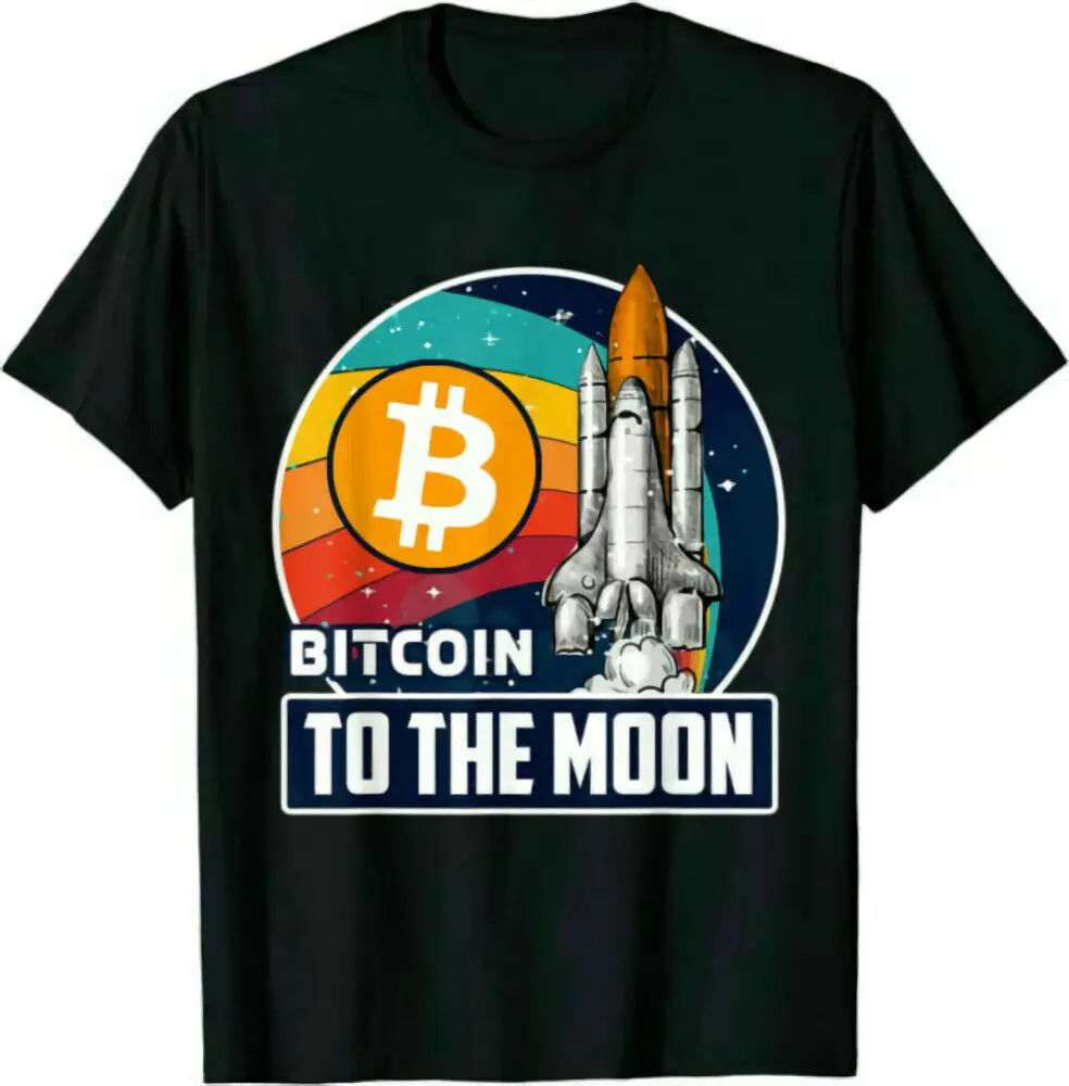 

Bitcoin to the Moon, Digital Crypto, Funny Space T-Shirts Cotton Trend 2021