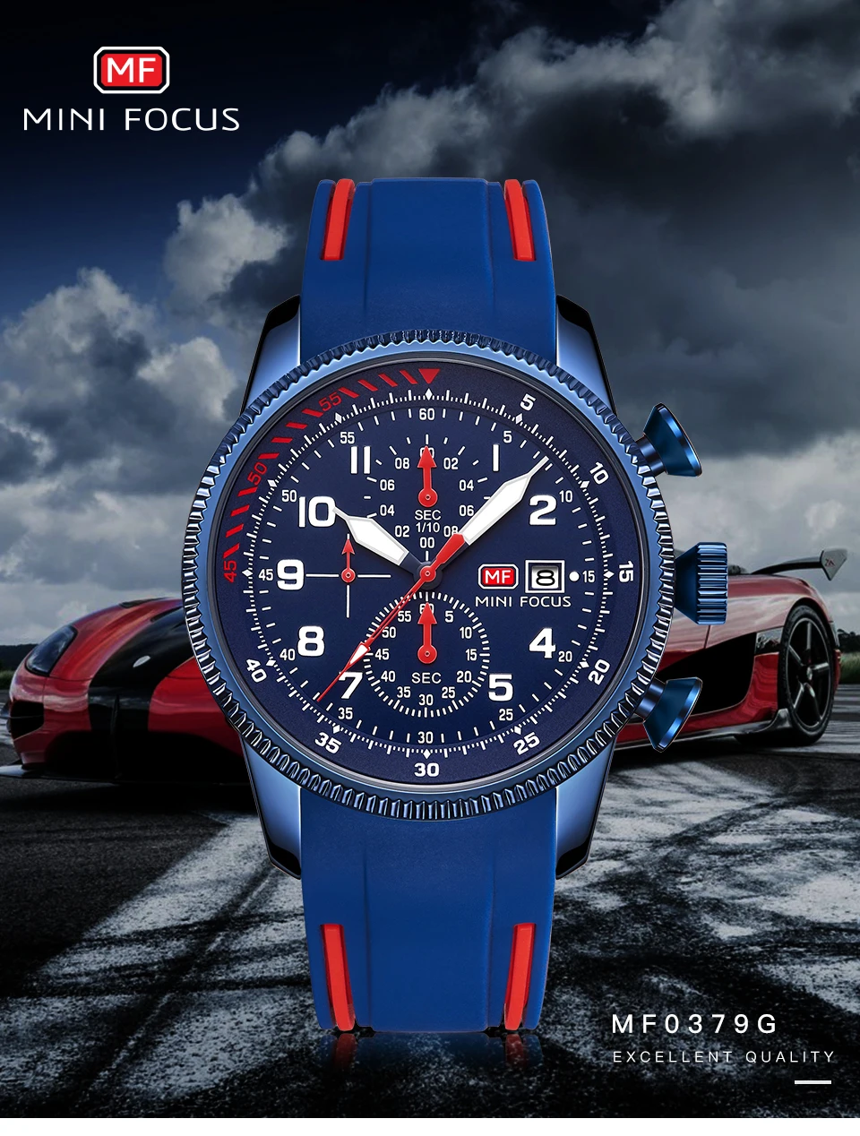 MINI FOCUS Electronic Quartz Mens Watches Auto Date Wristwatch Water Resistant Clock Gift for Men Relogio Masculino 0379G
