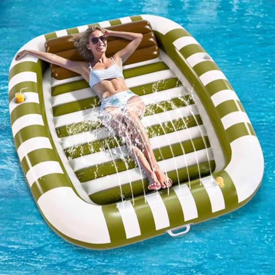 

Надувной плот-шезлонг Pool Wave для бассейна, 80 x 66 дюймов, большой, для загара, для взрослых, для отдыха на солнце на открытом воздухе, с подушкой