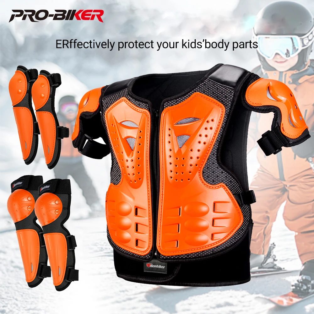 

New Kids Motorcycle Armor Vest Protection Motocross Body Armor Jacket Protective Armors Riding Kneepads Moto Full Armor Children