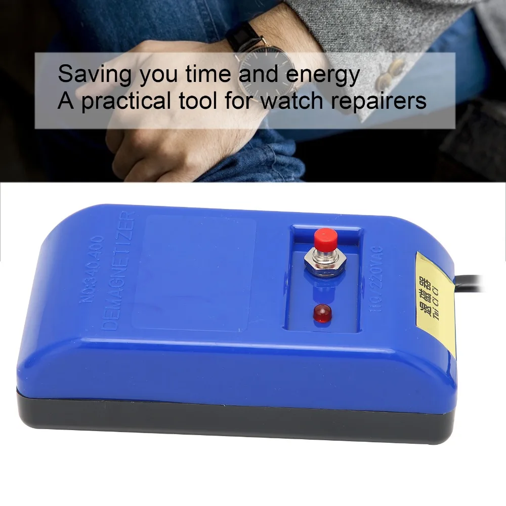 Practical Blue Plastic Watch Demagnetizer 110V/220V Dual Voltage Degaussing Tool Watch Repair Kit Mechanical Watch