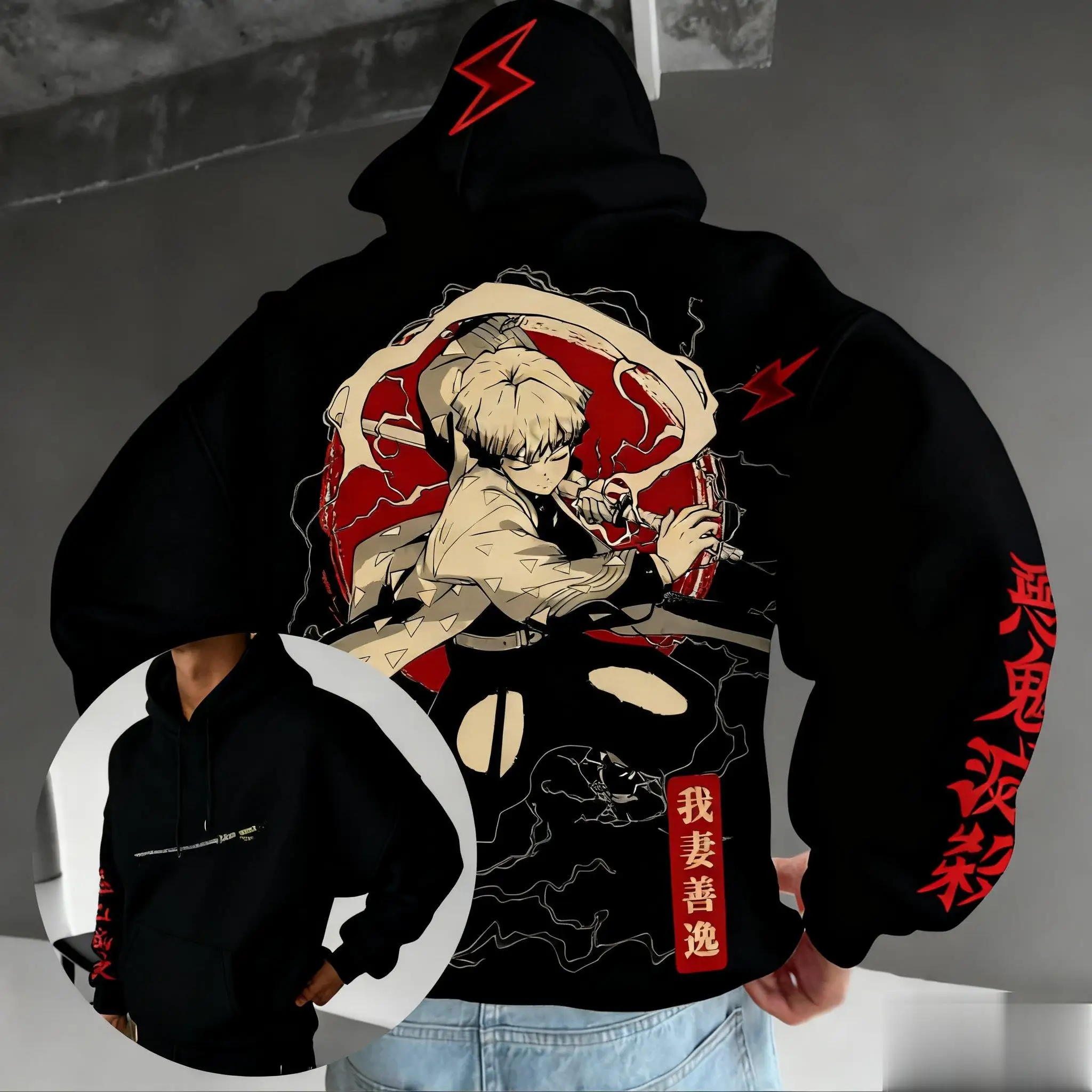 Sudadera con capucha de Anime Y2k de gran tamaño para hombre y mujer, jersey con estampado de Demon Slayer, ropa de calle informal para otoño e invierno, Tops Unisex 2025