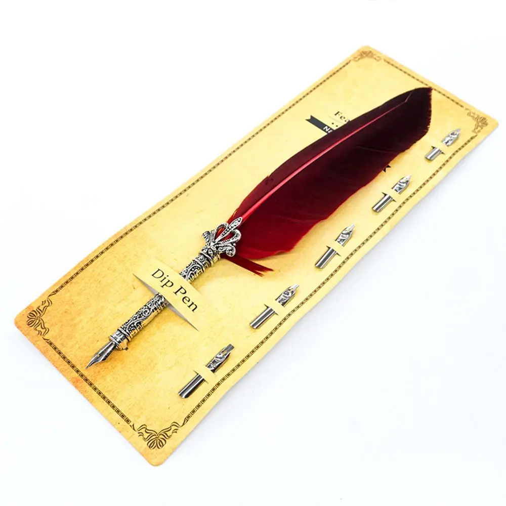 Juego de plumas de caligrafía vintage con punta oblicua para escritura, plumas de caligrafía con plumas de ganso, plumas estilográficas.