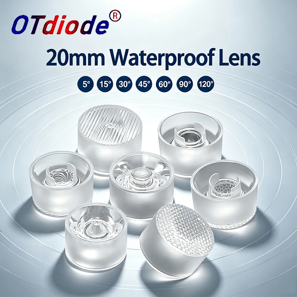 10-100 Stück LED-Linsen 20mm 1W 3W 5W 5/15/30/45/60/90/120 Grad Winkel Wasserdichte Linsen für DIY-Waschwandbeleuchtung Konvex Reflektierend